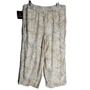 NWT- I.N.Studio Women Wide Leg Pants Lined Printed Pull On Elastic Waist Plus 2X